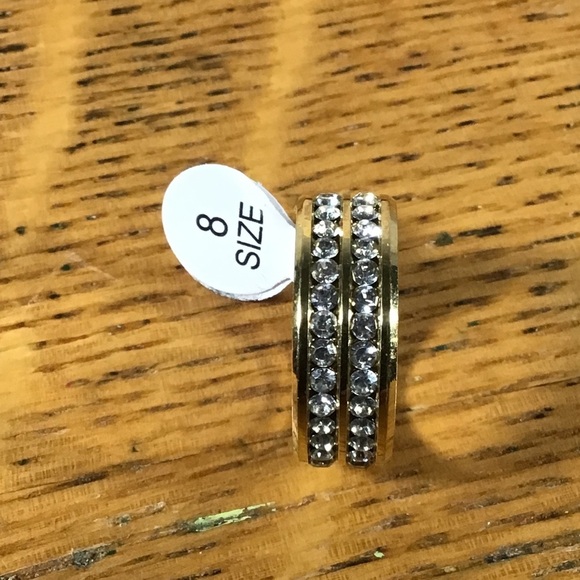 Gold Filled Double Row Cubic Zirconia Band Ring - Picture 4 of 5